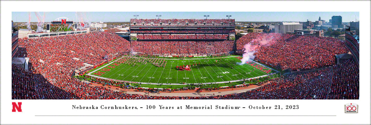 Nebraska Cornhuskers - Memorial Stadium - 100 Years - Unframed