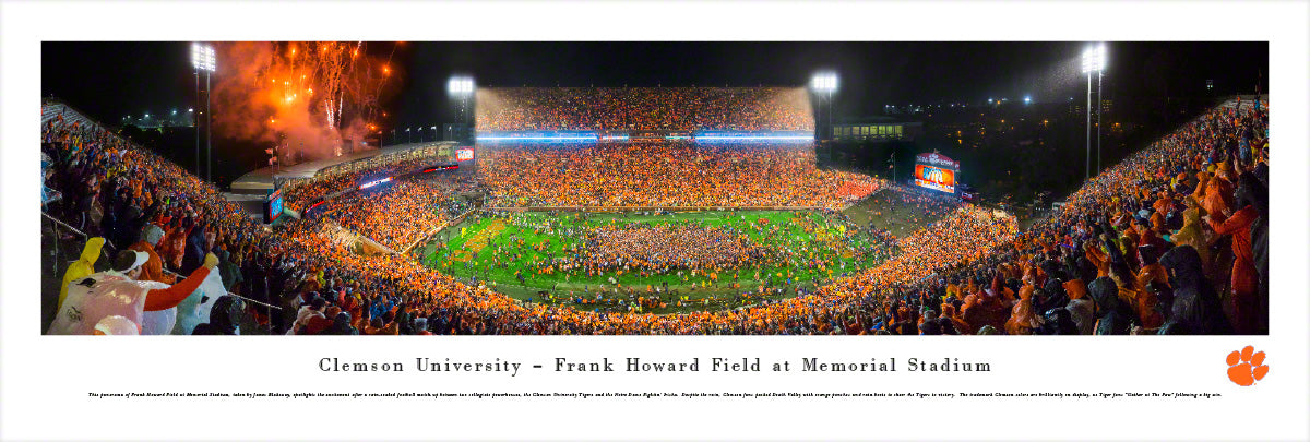 Clemson University - Frank Howard Field at Memorial Stadium - Storm the Field - Unframed Poster