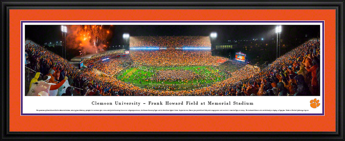Clemson University - Frank Howard Field at Memorial Stadium - Storm the Field - Deluxe Frame with Double Mat