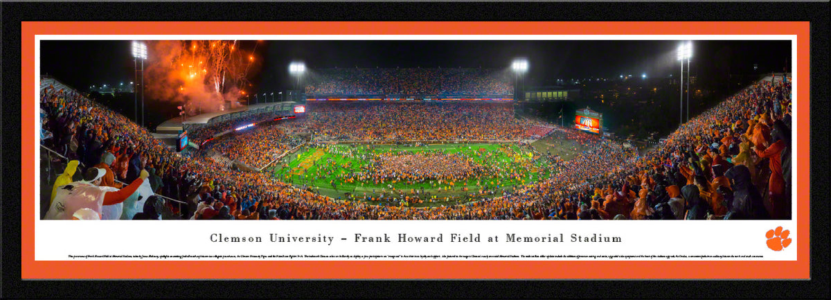 Clemson University - Frank Howard Field at Memorial Stadium - Storm the Field - Select Frame with Single Mat