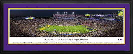 LSU Tiger Stadium Death Valley Night Game - Deluxe Frame with Double Mat