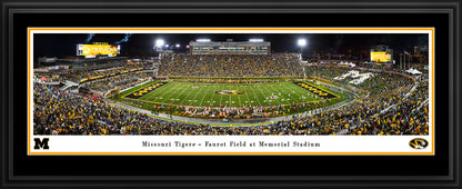 Missouri Tigers - Faurot Field at Memorial Stadium - Night Game - Deluxe Frame